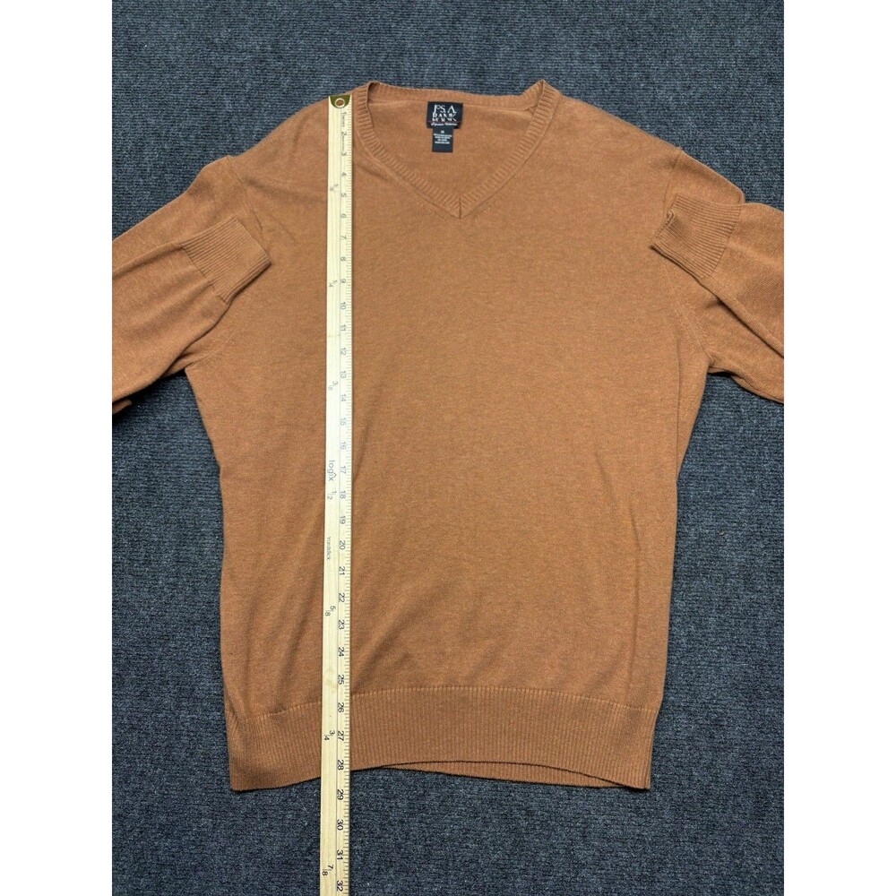 Jos A Bank Signature Collection Sweater Mens M Pima Cotton V-Neck Rust Orange - Picture 7 of 9